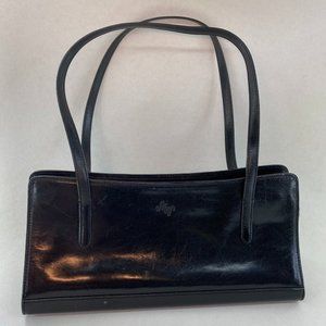 Monsac Vintage Black Leather Handbag Purse Satchel